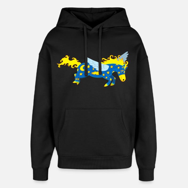 Cheval Pégase - Sweat à capuche unisexe Stanley/Stella Oversized - noir