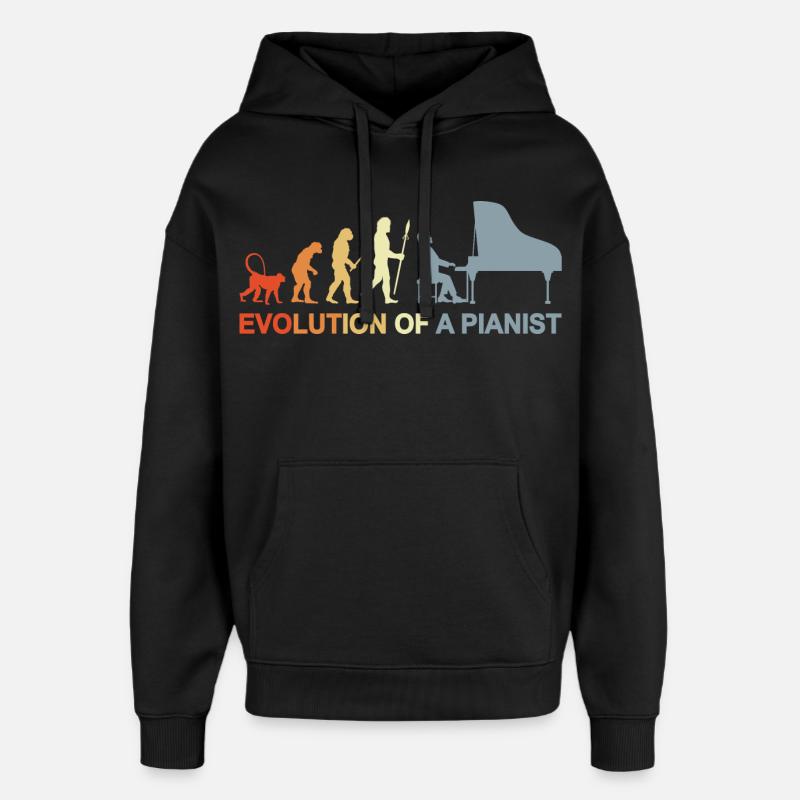 Évolution du piano - Sweat à capuche unisexe Stanley/Stella Oversized - noir