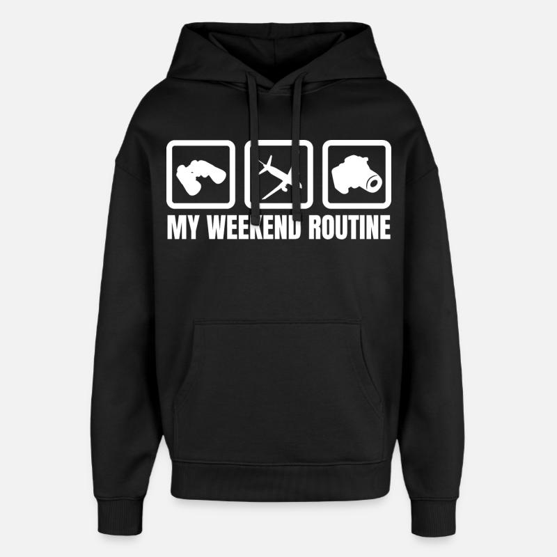 Week-end des amateurs d’avions - Sweat à capuche unisexe Stanley/Stella Oversized - noir