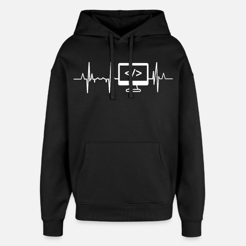 Developer Heartbeat - Oversized Unisex Hoodie by Stanley/Stella - black