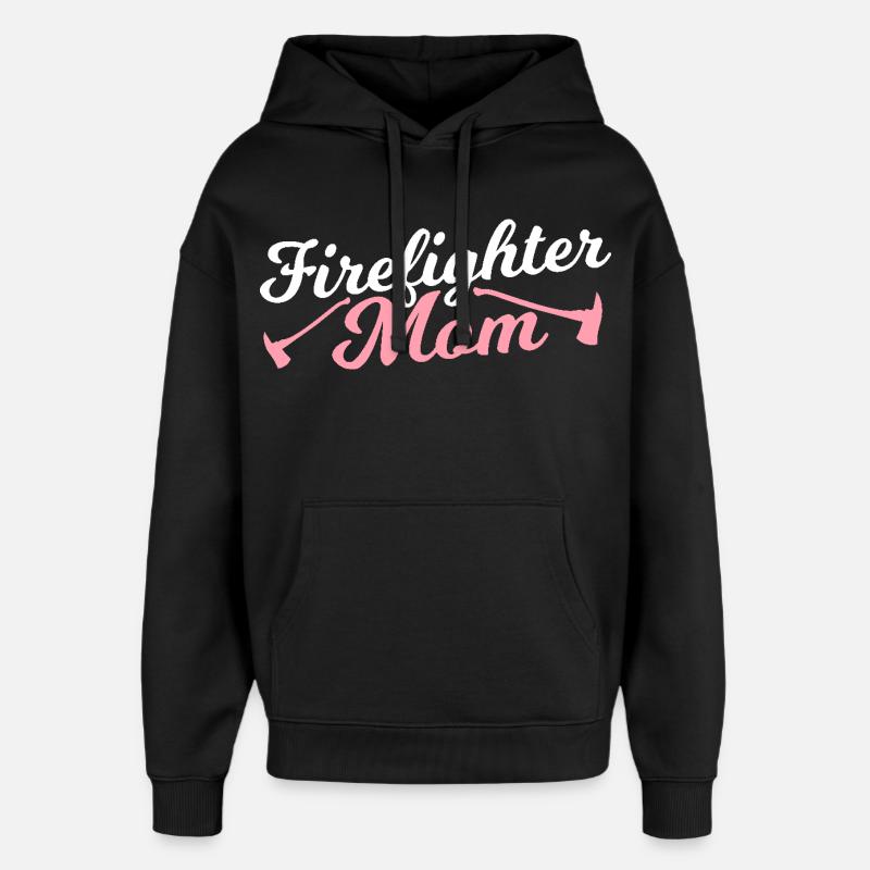 Maman pompiers - Sweat à capuche unisexe Stanley/Stella Oversized - noir