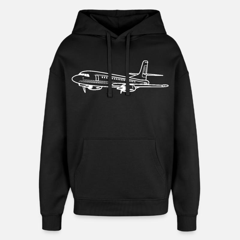 Dessin au trait d’avion - Sweat à capuche unisexe Stanley/Stella Oversized - noir