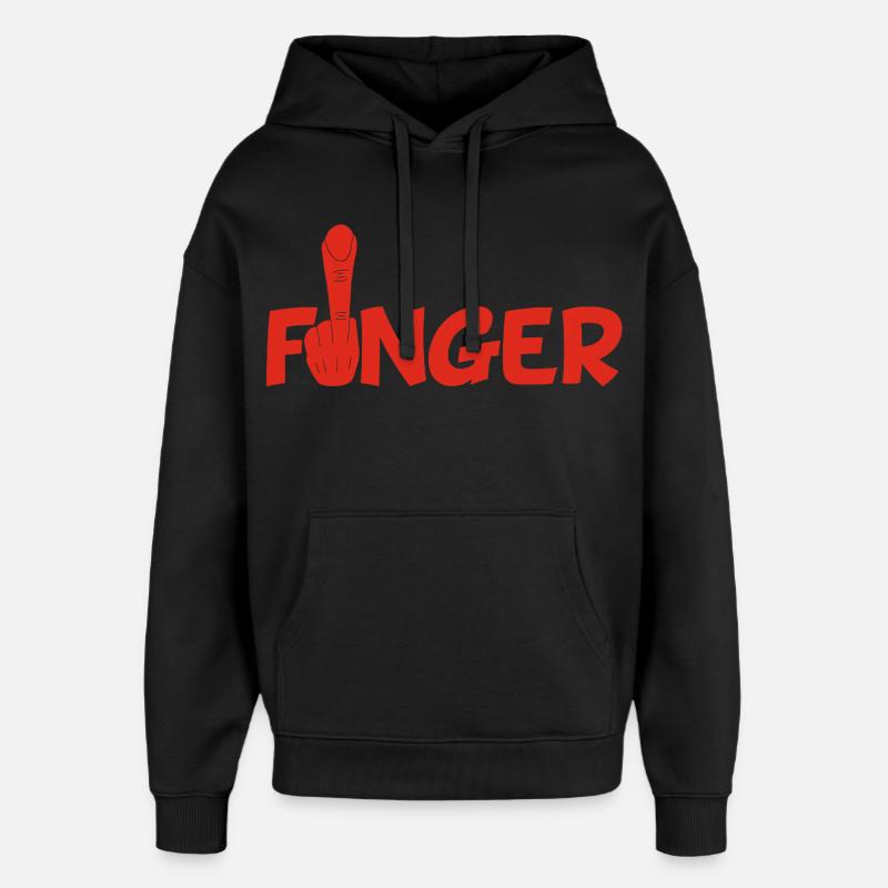 Le doigt (rouge) - Sweat à capuche unisexe Stanley/Stella Oversized - noir