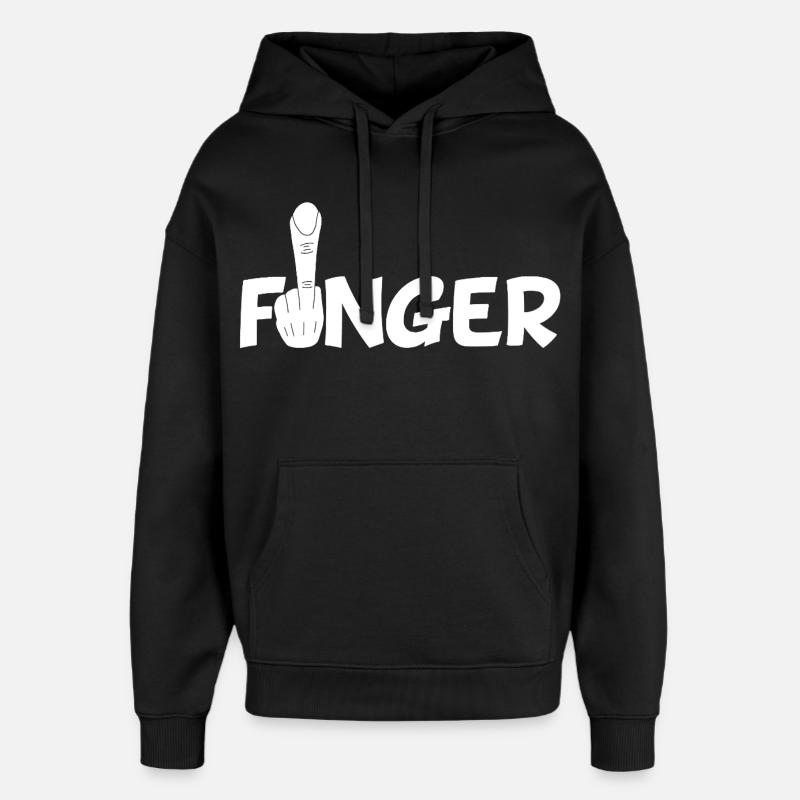 Le doigt (blanc) - Sweat à capuche unisexe Stanley/Stella Oversized - noir