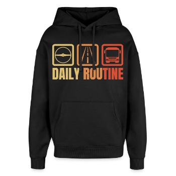 Busfahrer Tagesablauf - Oversized Unisex Hoodie von Stanley/Stella - Schwarz - Vorne - AI Model Female 172 light (172cm) & AI Model Male 185 light (185cm)