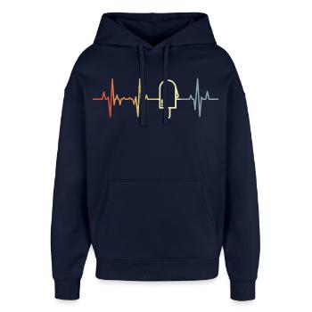 Wassereis Kardiogramm - Oversized Unisex Hoodie von Stanley/Stella - Navy - Vorne - AI Model Female 172 light (172cm) & AI Model Male 185 light (185cm)