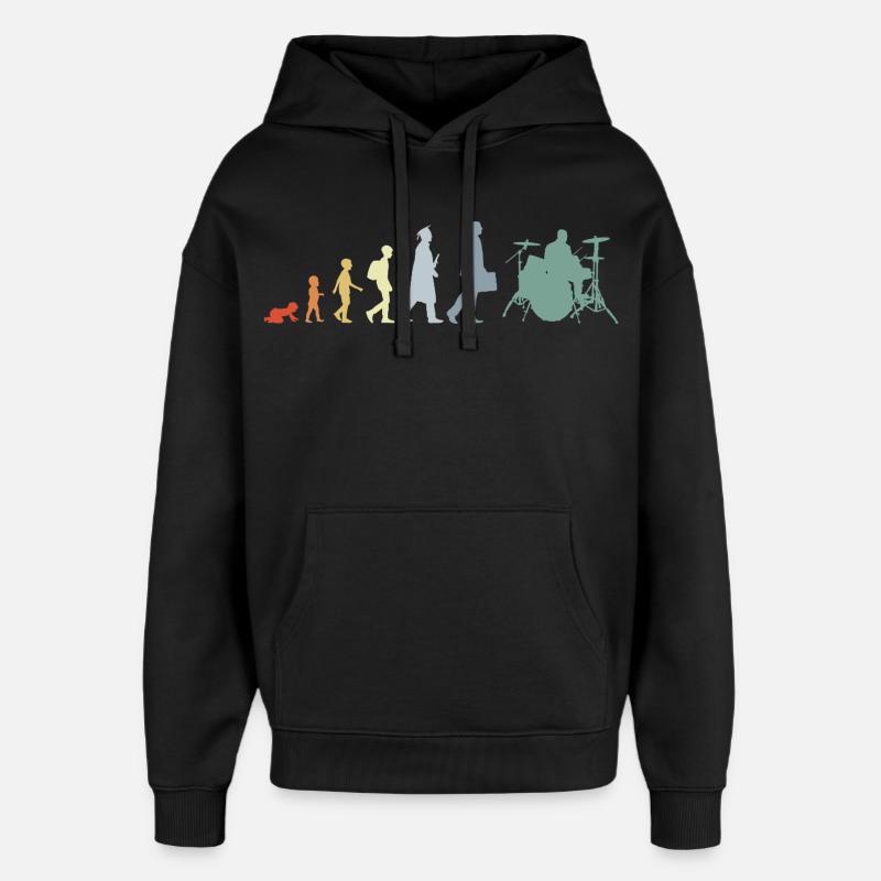 Évolution du batteur - Sweat à capuche unisexe Stanley/Stella Oversized - noir