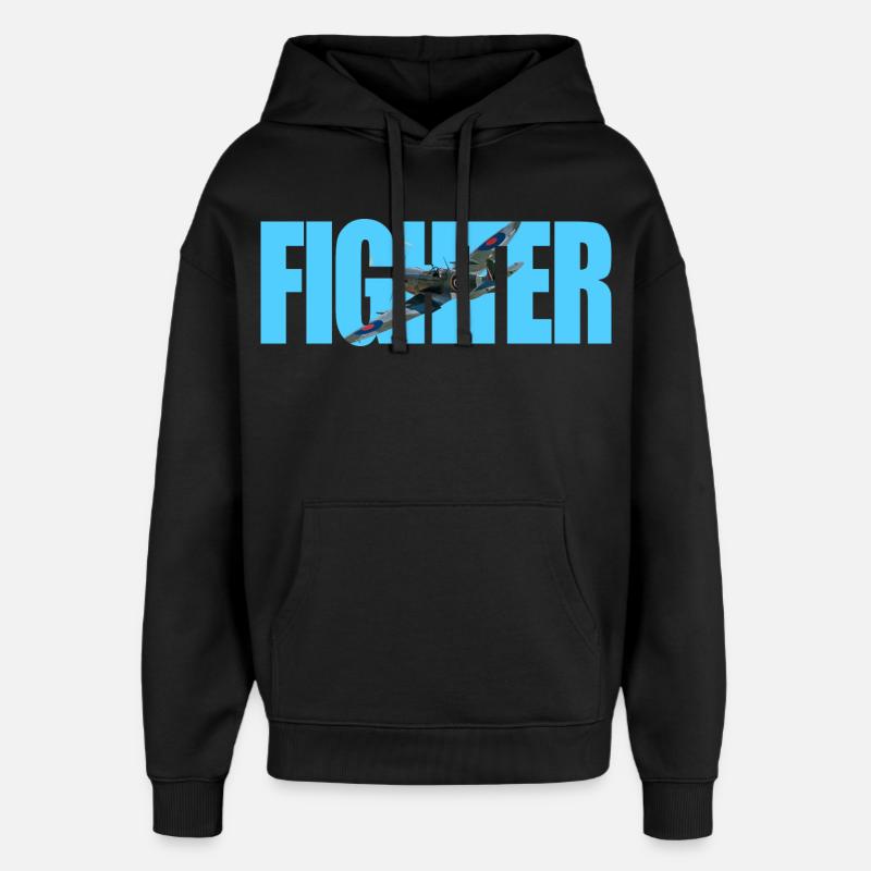 Chasseur Spitfire - Sweat à capuche unisexe Stanley/Stella Oversized - noir