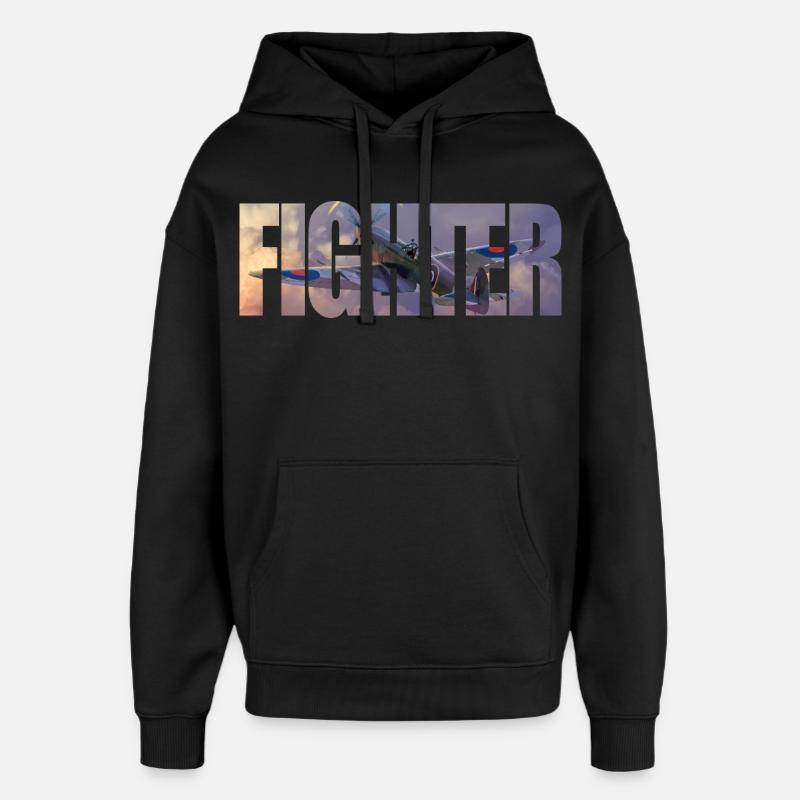 Fighter Spitfire - Oversized Unisex Hoodie by Stanley/Stella - black