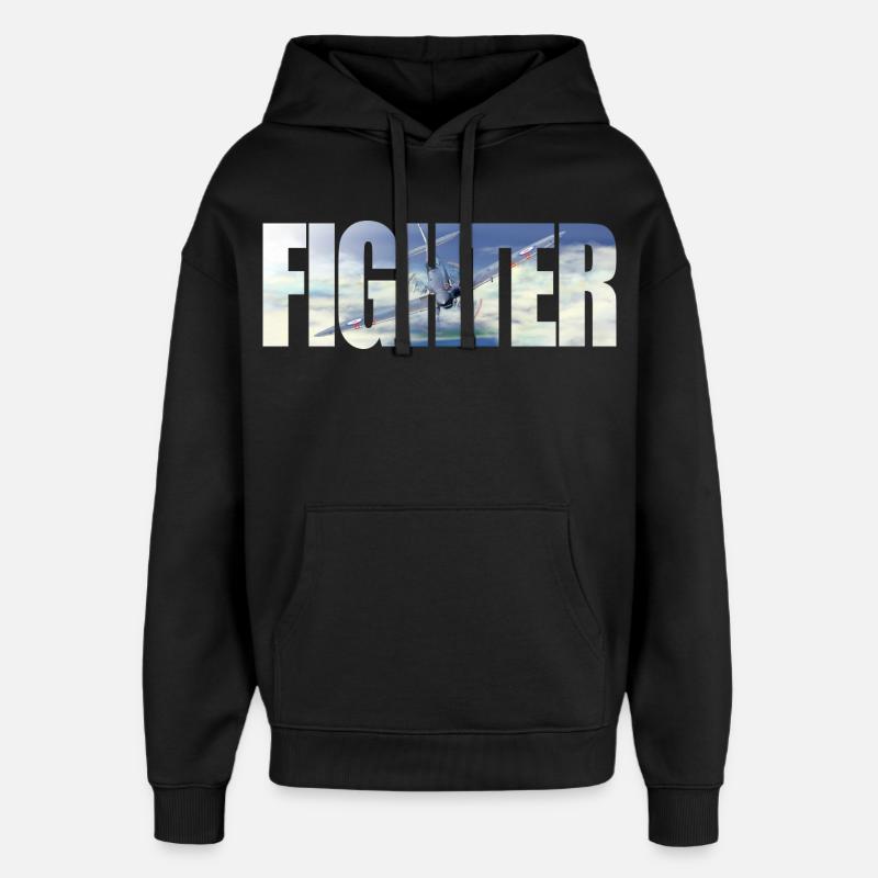 Fighter Spitfire - Oversized Unisex Hoodie by Stanley/Stella - black