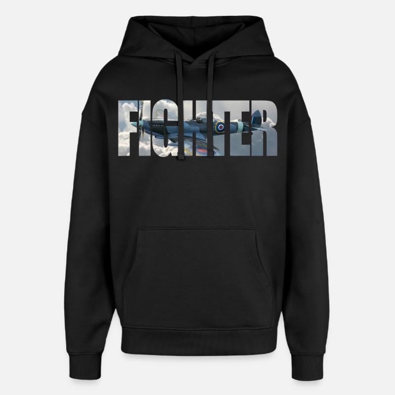 Chasseur Spitfire - Sweat à capuche unisexe Stanley/Stella Oversized - noir