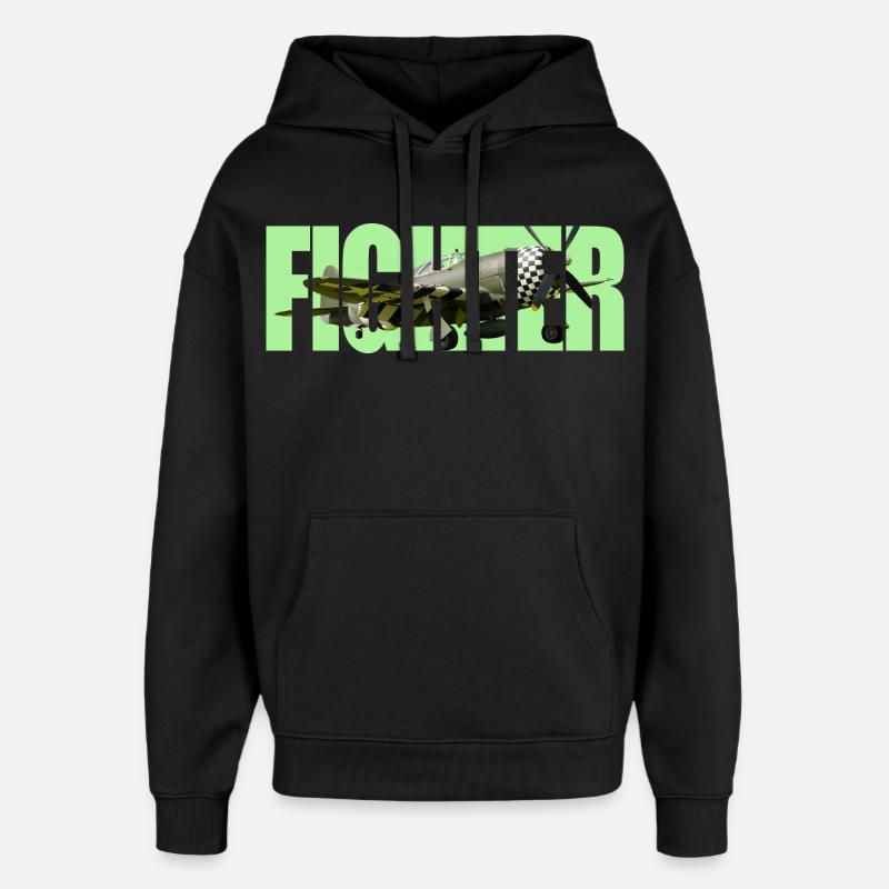 Chasseur P-47 Thunderbolt - Sweat à capuche unisexe Stanley/Stella Oversized - noir