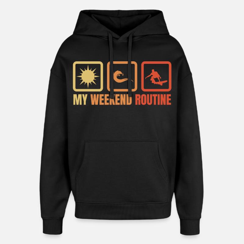 Surfer Wochenendroutine - Oversized Unisex Hoodie von Stanley/Stella - Schwarz