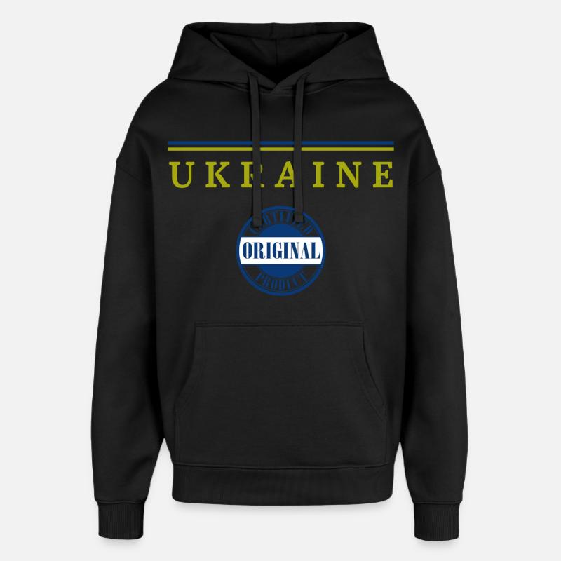 Drapeau ukrainien, j’adore l’Ukraine - Sweat à capuche unisexe Stanley/Stella Oversized - noir