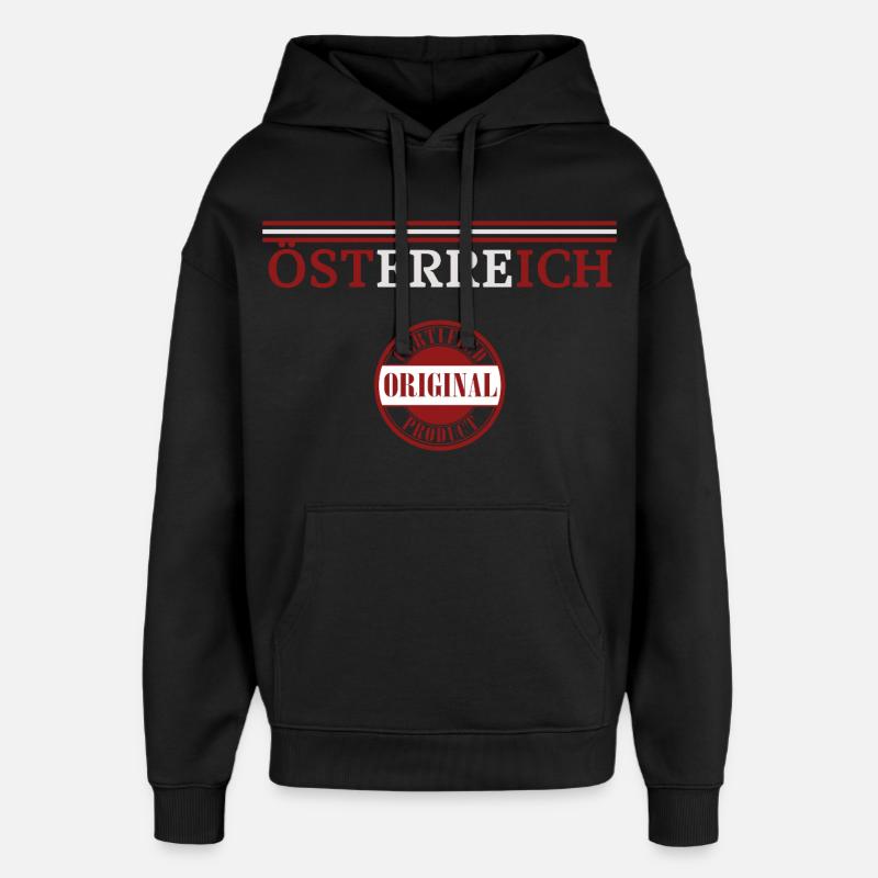 Fierté autrichienne, drapeau de l’Autriche - Sweat à capuche unisexe Stanley/Stella Oversized - noir