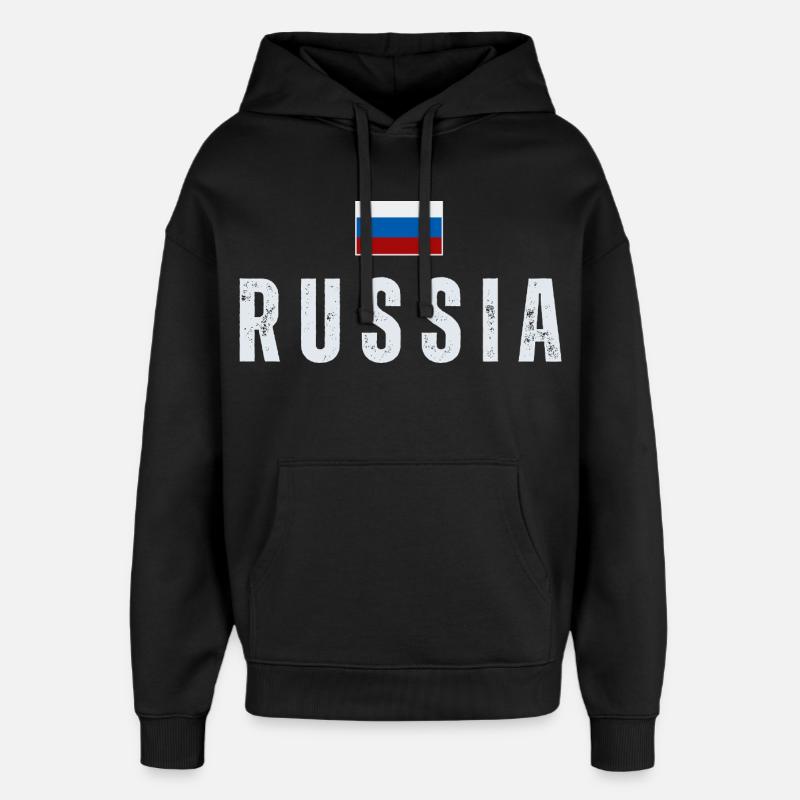 Drapeau russe, fierté russe - Sweat à capuche unisexe Stanley/Stella Oversized - noir