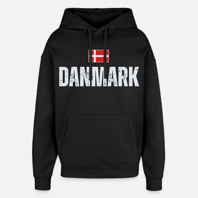 Danish pride, proud Dane - Oversized Unisex Hoodie by Stanley/Stella - black