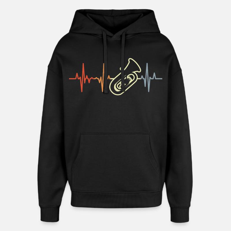 Tuba Heartbeat Look rétro - Sweat à capuche unisexe Stanley/Stella Oversized - noir