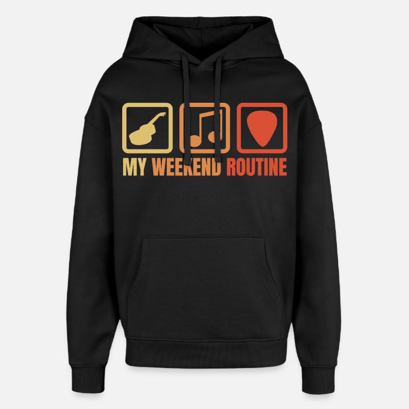 Routine du week-end guitariste - Sweat à capuche unisexe Stanley/Stella Oversized - noir