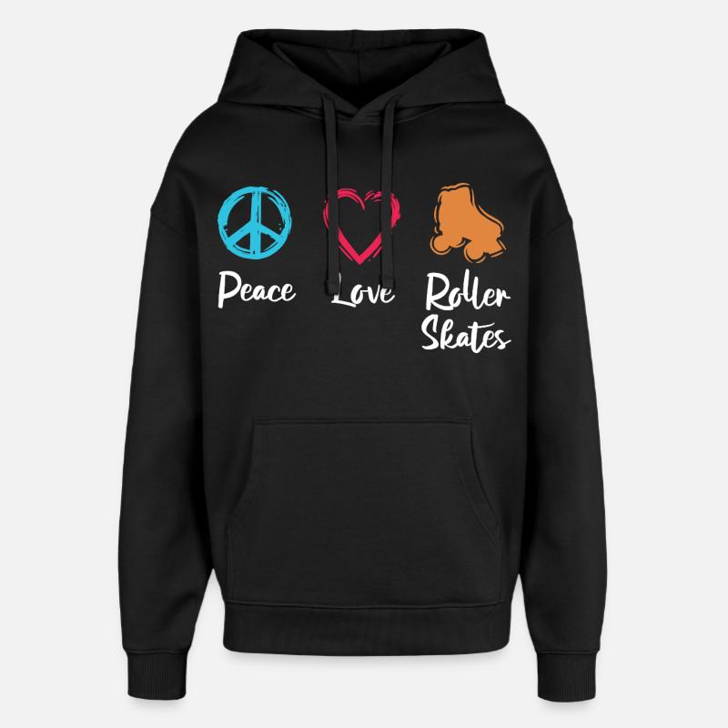 Frieden Liebe Rollerskates - Oversized Unisex Hoodie von Stanley/Stella - Schwarz