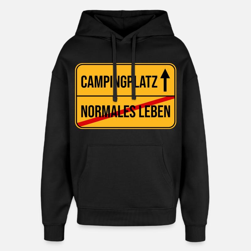 Campingplatz Warnhinweis Design - Oversized Unisex Hoodie von Stanley/Stella - Schwarz