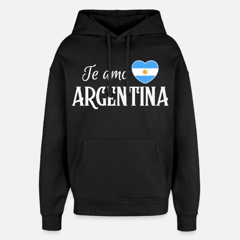 J’aime l’Argentine, la fierté argentine - Sweat à capuche unisexe Stanley/Stella Oversized - noir