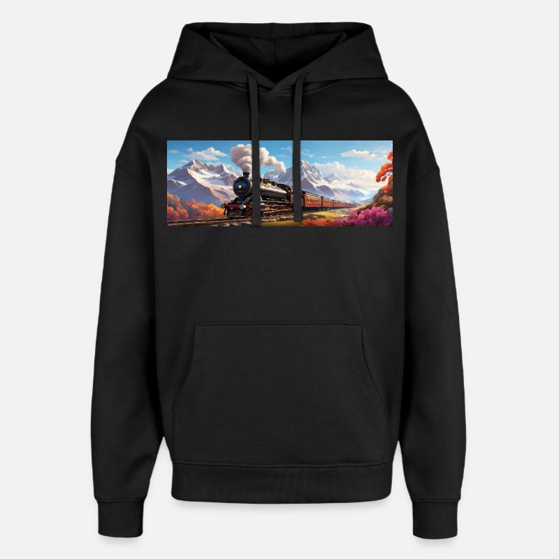 Nostalgischer Eisenbahnzug mit Dampflokomotive - Oversized Unisex Hoodie von Stanley/Stella - Schwarz