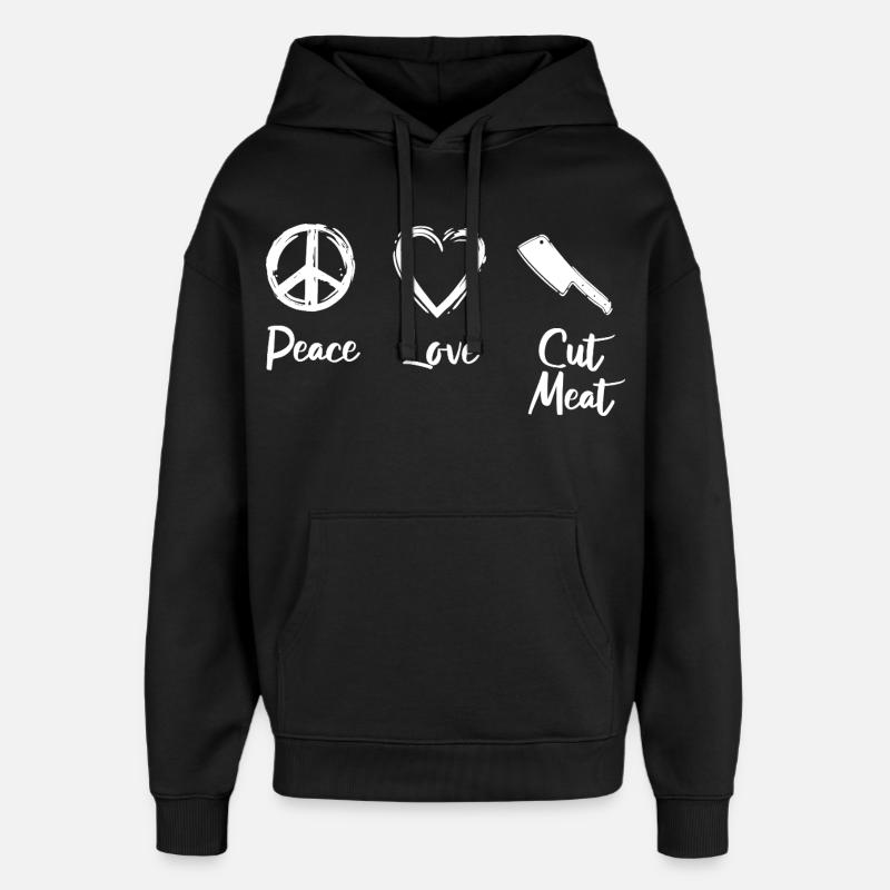 Peace Love Viande coupée - Sweat à capuche unisexe Stanley/Stella Oversized - noir