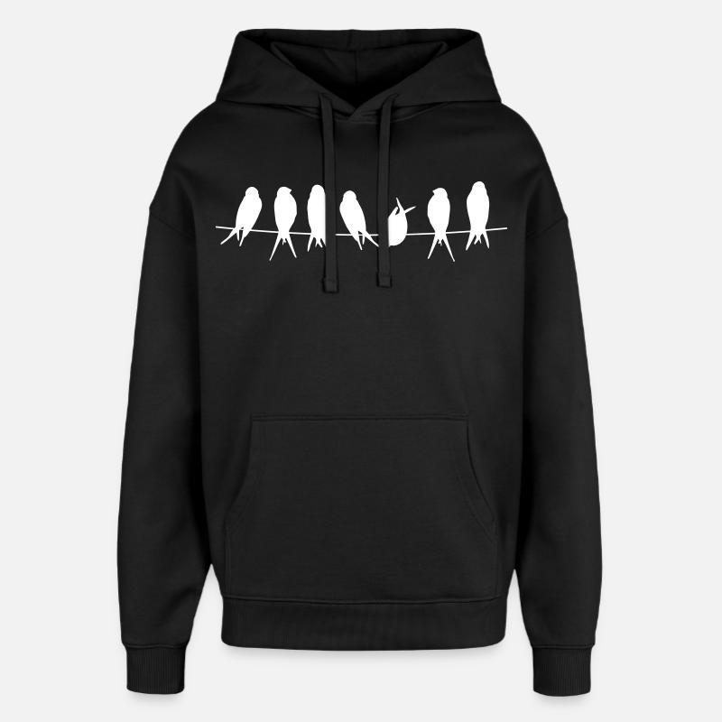 Silhouettes d’oiseaux chanteurs sur branche - Sweat à capuche unisexe Stanley/Stella Oversized - noir