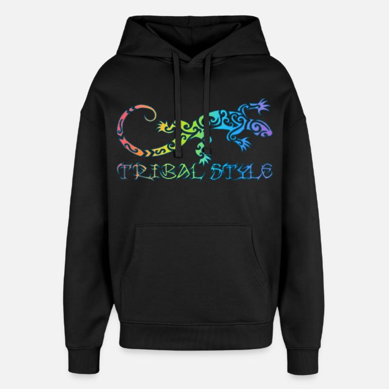 Polynesische Regenbogen-Eidechse - Oversized Unisex Hoodie von Stanley/Stella - Schwarz