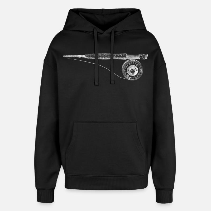 Pêche à la mouche - Sweat à capuche unisexe Stanley/Stella Oversized - noir