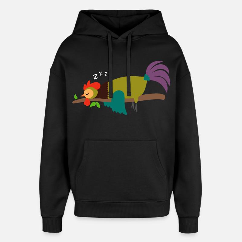 Cadeau design coq endormi - Sweat à capuche unisexe Stanley/Stella Oversized - noir