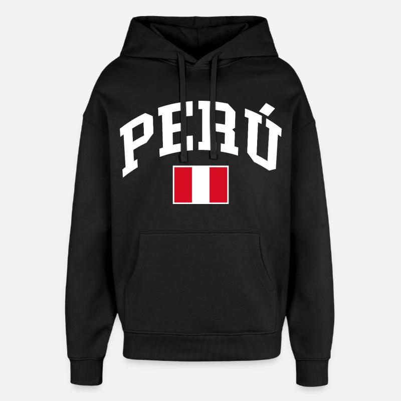 Drapeau du Pérou - Sweat à capuche unisexe Stanley/Stella Oversized - noir