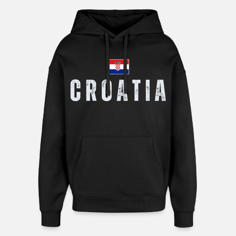 Drapeau croate, j’adore la Croatie - Sweat à capuche unisexe Stanley/Stella Oversized - noir