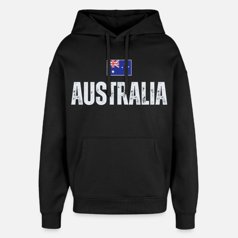 Flag Australia, j’adore l’Australie - Sweat à capuche unisexe Stanley/Stella Oversized - noir