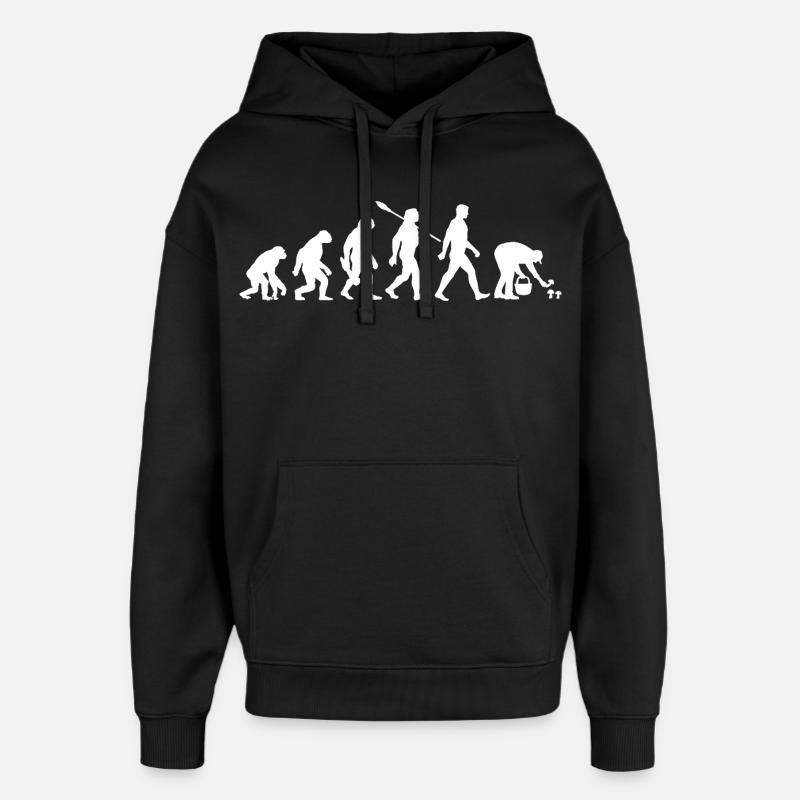 Evolution Mushroom Pickers, Mushroom Picking - Oversized Unisex Hoodie by Stanley/Stella - black