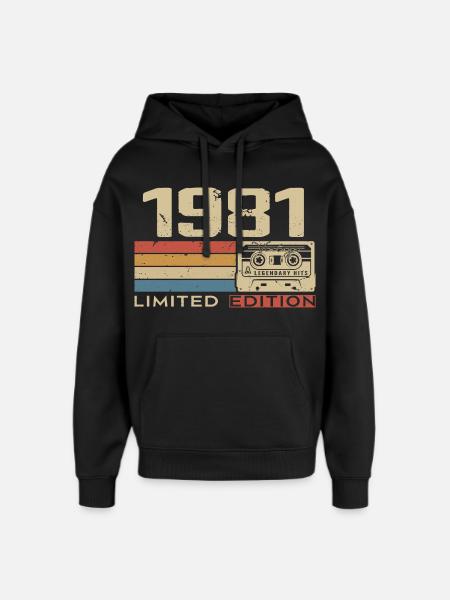Legenden 1981 Vintage 1981 Jubileum 1981 vintage - Stanley/Stella Oversized Unisex Hoodie - zwart