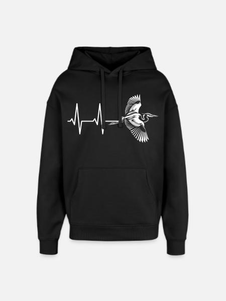 Vogel im Herzschlag Design - Oversized Unisex Hoodie von Stanley/Stella - Schwarz