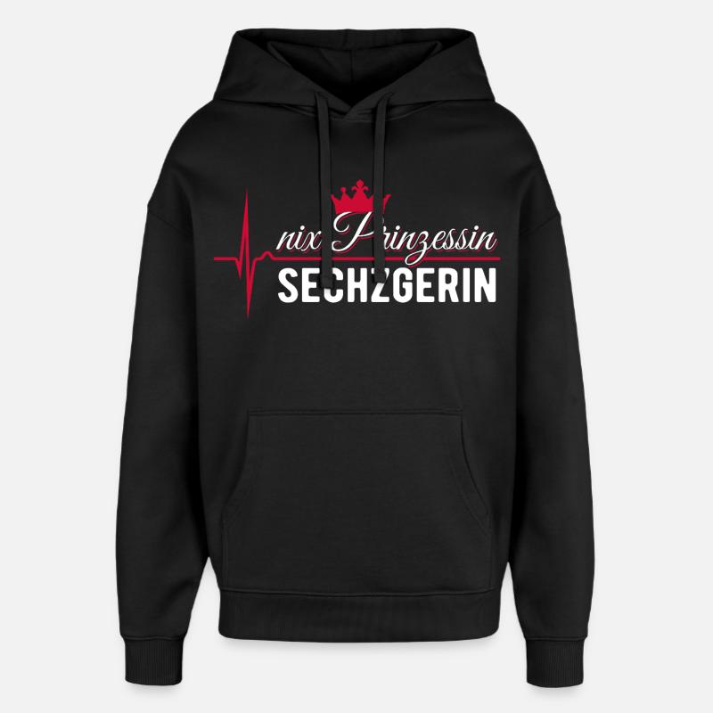 Nix Princess - Sechzgerin - Cadeau ECG Pulse - Sweat à capuche unisexe Stanley/Stella Oversized - noir