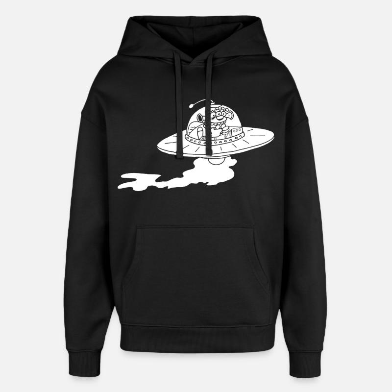 Vaisseau spatial extraterrestre (blanc) - Sweat à capuche unisexe Stanley/Stella Oversized - noir