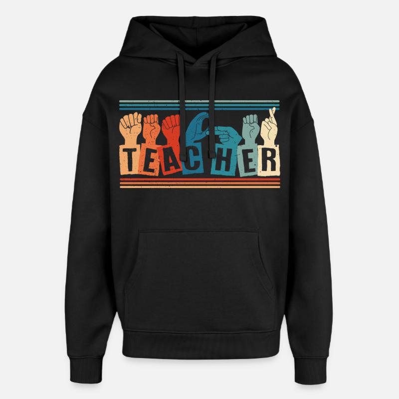 Interprète en langue des signes ASL - Sweat à capuche unisexe Stanley/Stella Oversized - noir
