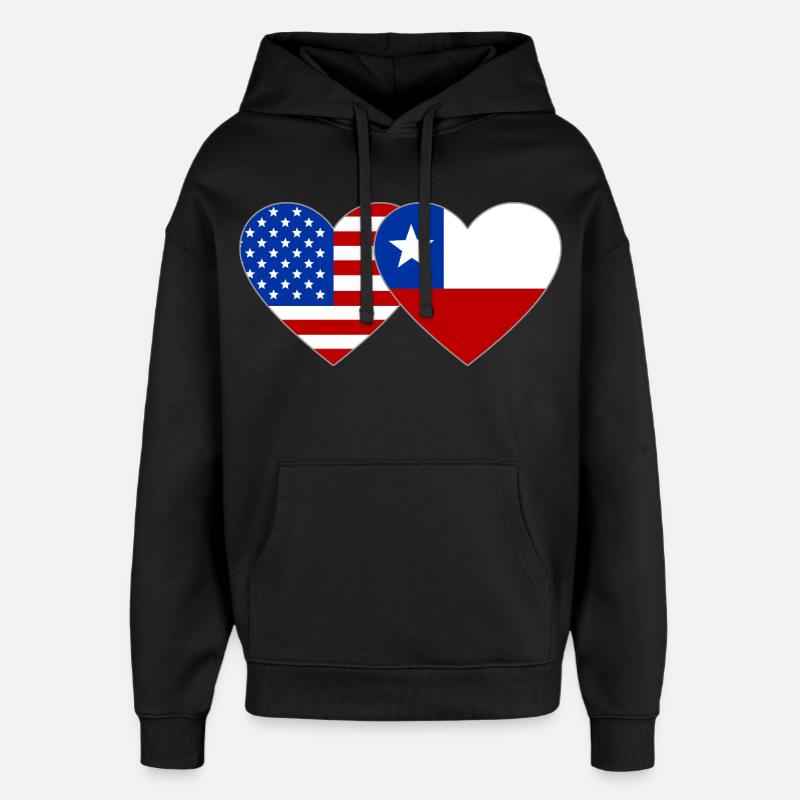 États-Unis Chili Drapeau Coeur - Sweat à capuche unisexe Stanley/Stella Oversized - noir