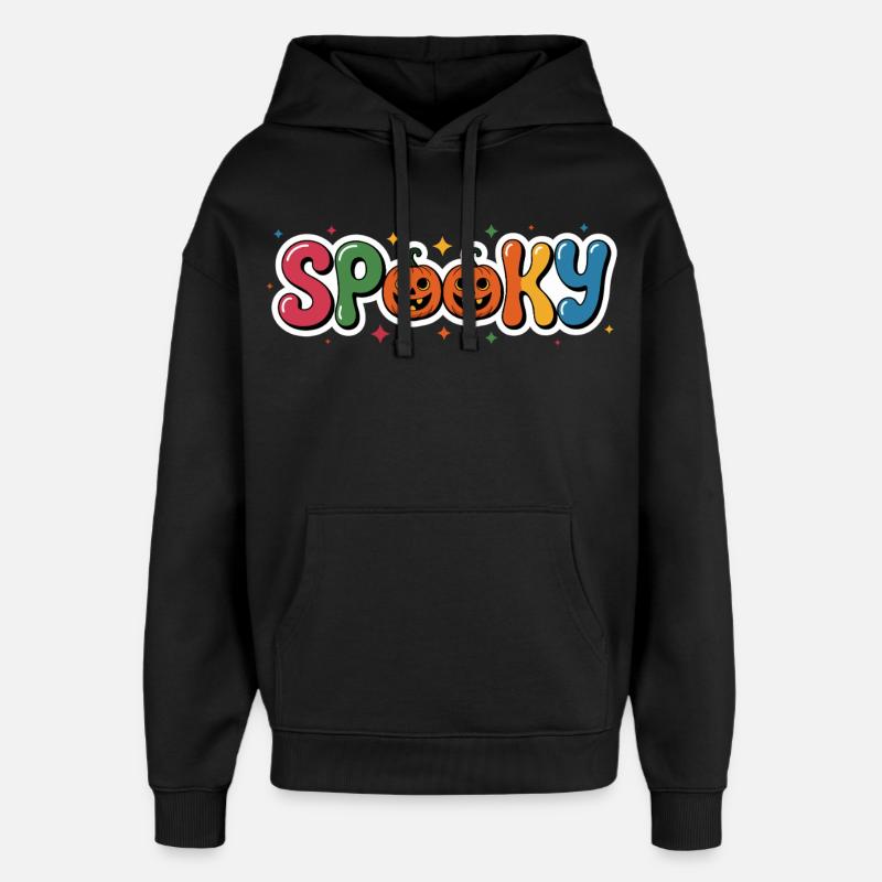 Lettrage citrouille effrayant - Sweat à capuche unisexe Stanley/Stella Oversized - noir