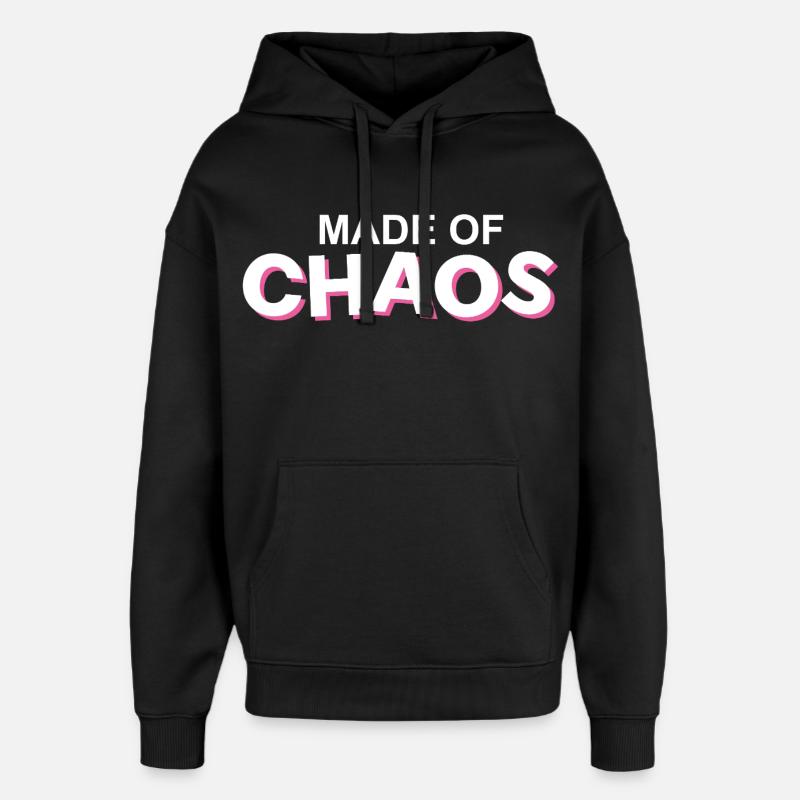 Fabriqué en accent rose Chaos - Sweat à capuche unisexe Stanley/Stella Oversized - noir
