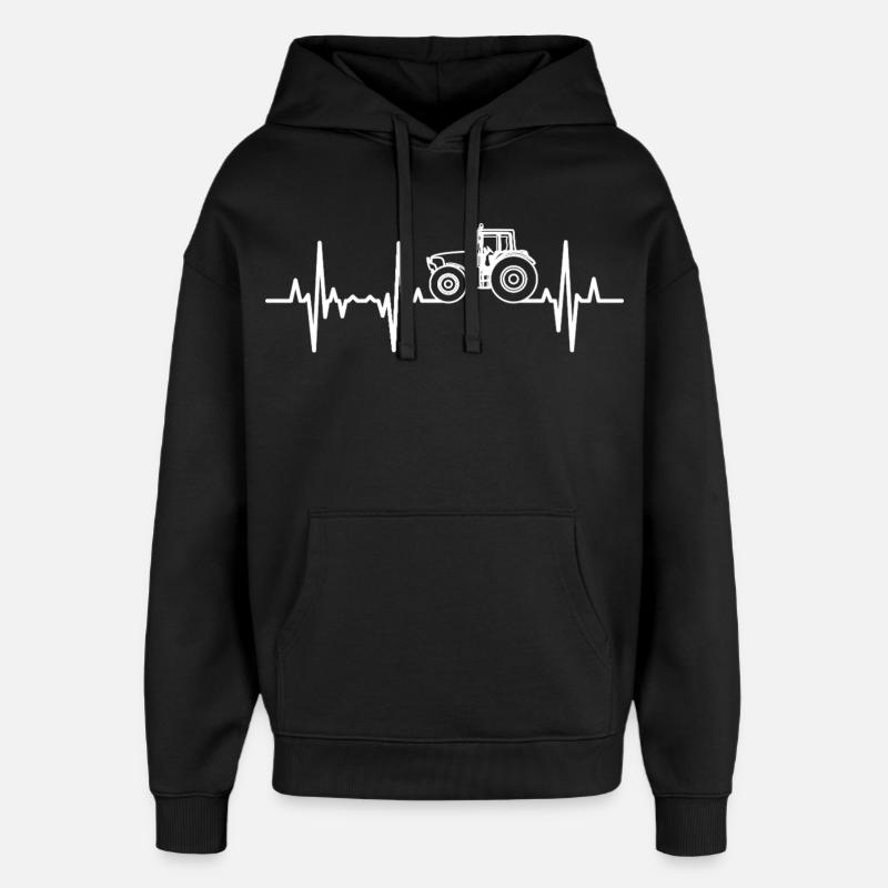 Fréquence cardiaque du tracteur - Sweat à capuche unisexe Stanley/Stella Oversized - noir
