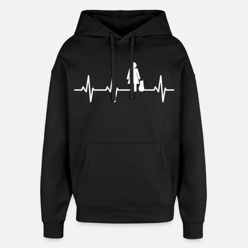 Cardiogramme de maman chat - Sweat à capuche unisexe Stanley/Stella Oversized - noir
