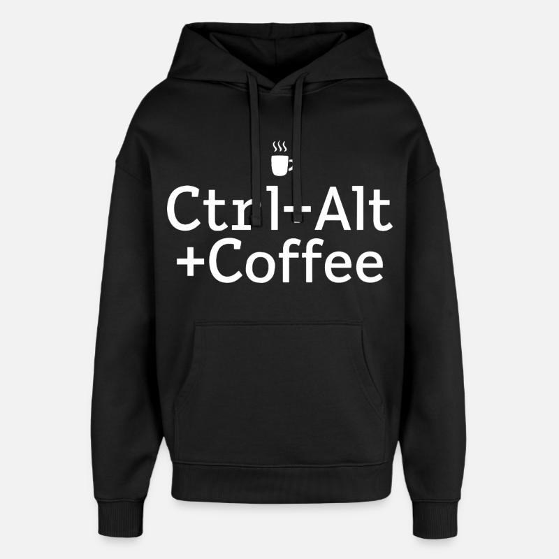 Kaffee-pause Ctrl-Alt-Café - Sweat à capuche unisexe Stanley/Stella Oversized - noir
