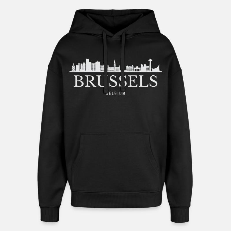 Silhouette de Bruxelles, Bruxelles Belgique - Sweat à capuche unisexe Stanley/Stella Oversized - noir