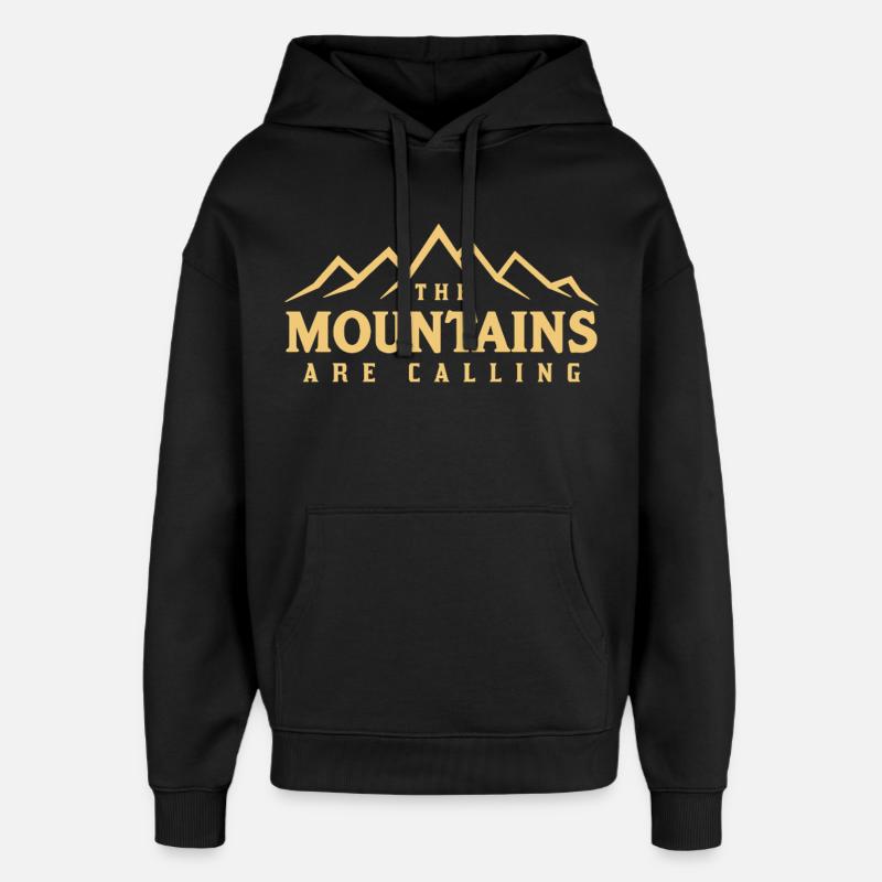 THE MOUNTAINS ARE CALLING Spruch Statement - Oversized Unisex Hoodie von Stanley/Stella - Schwarz