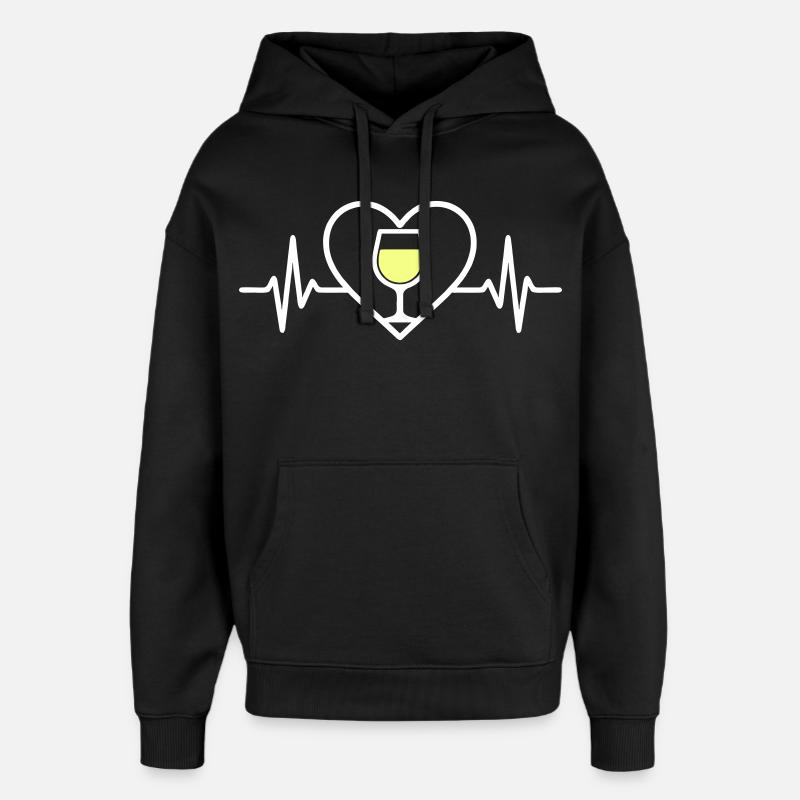 Vin Blanc Cœur - Sweat à capuche unisexe Stanley/Stella Oversized - noir